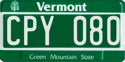 VT license plate CPY080
