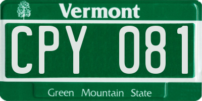 VT license plate CPY081