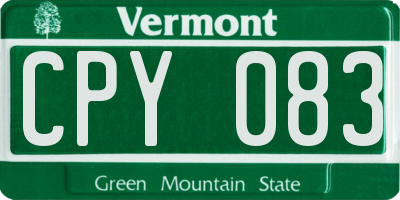 VT license plate CPY083