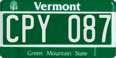VT license plate CPY087