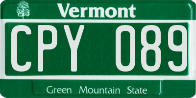 VT license plate CPY089