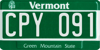 VT license plate CPY091