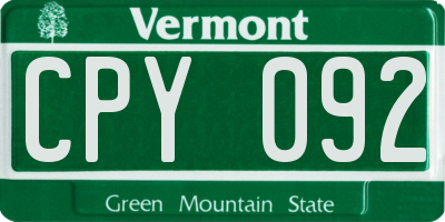 VT license plate CPY092