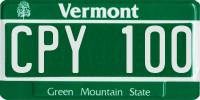 VT license plate CPY100