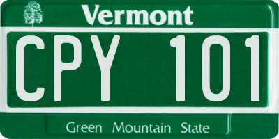 VT license plate CPY101