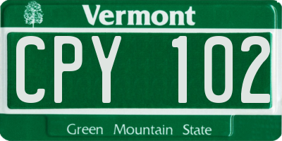 VT license plate CPY102