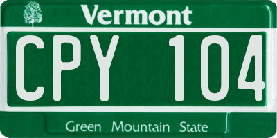 VT license plate CPY104