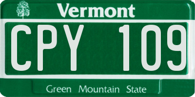 VT license plate CPY109