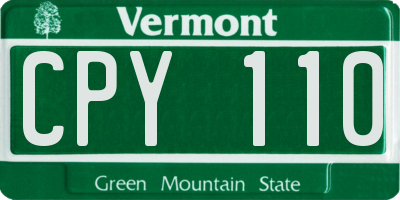 VT license plate CPY110