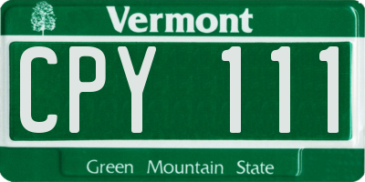 VT license plate CPY111