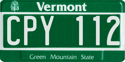 VT license plate CPY112
