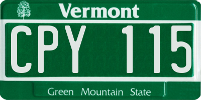 VT license plate CPY115