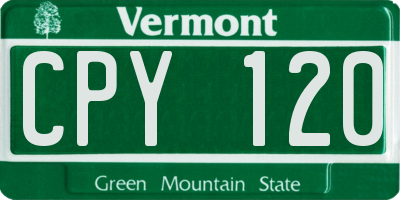 VT license plate CPY120