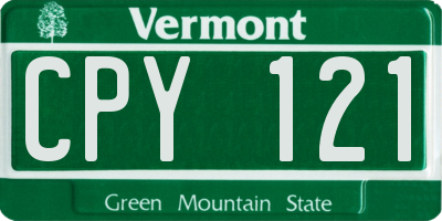 VT license plate CPY121