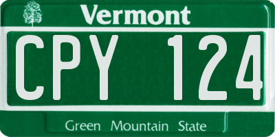 VT license plate CPY124