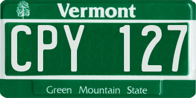 VT license plate CPY127
