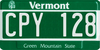 VT license plate CPY128