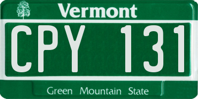 VT license plate CPY131