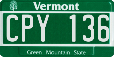 VT license plate CPY136