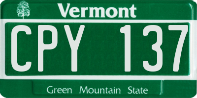 VT license plate CPY137