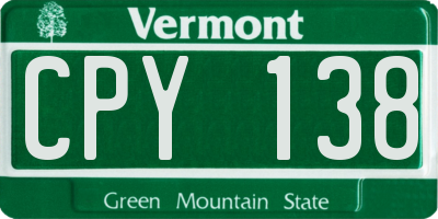 VT license plate CPY138