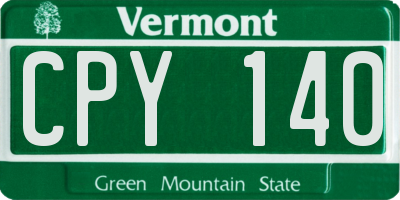 VT license plate CPY140