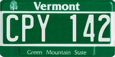 VT license plate CPY142