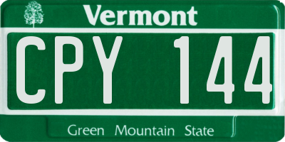 VT license plate CPY144