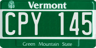 VT license plate CPY145