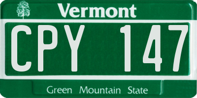 VT license plate CPY147