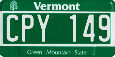 VT license plate CPY149