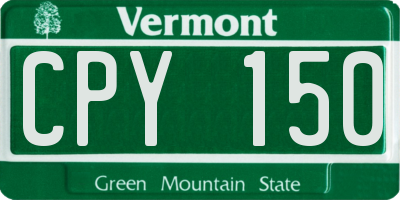 VT license plate CPY150