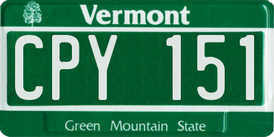 VT license plate CPY151