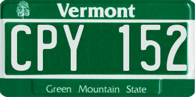 VT license plate CPY152