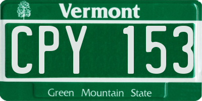 VT license plate CPY153