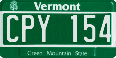 VT license plate CPY154