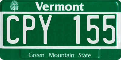 VT license plate CPY155