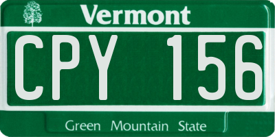 VT license plate CPY156