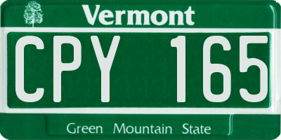 VT license plate CPY165
