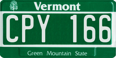 VT license plate CPY166