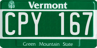 VT license plate CPY167
