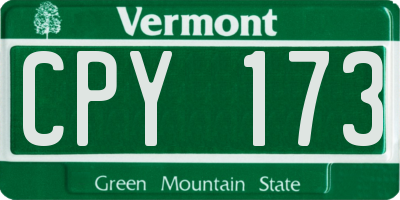 VT license plate CPY173