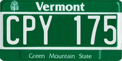 VT license plate CPY175