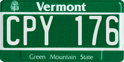 VT license plate CPY176