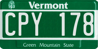 VT license plate CPY178
