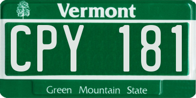 VT license plate CPY181