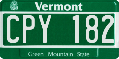 VT license plate CPY182