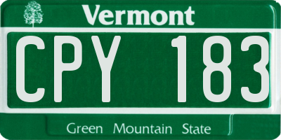 VT license plate CPY183