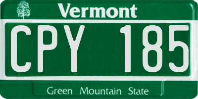 VT license plate CPY185