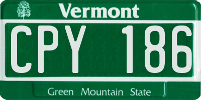 VT license plate CPY186
